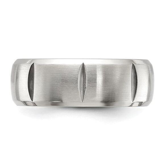 Kazi Luxury Chisel Titanium Brushed and Polished Grooved 8mm Band - Picture 9 of 9